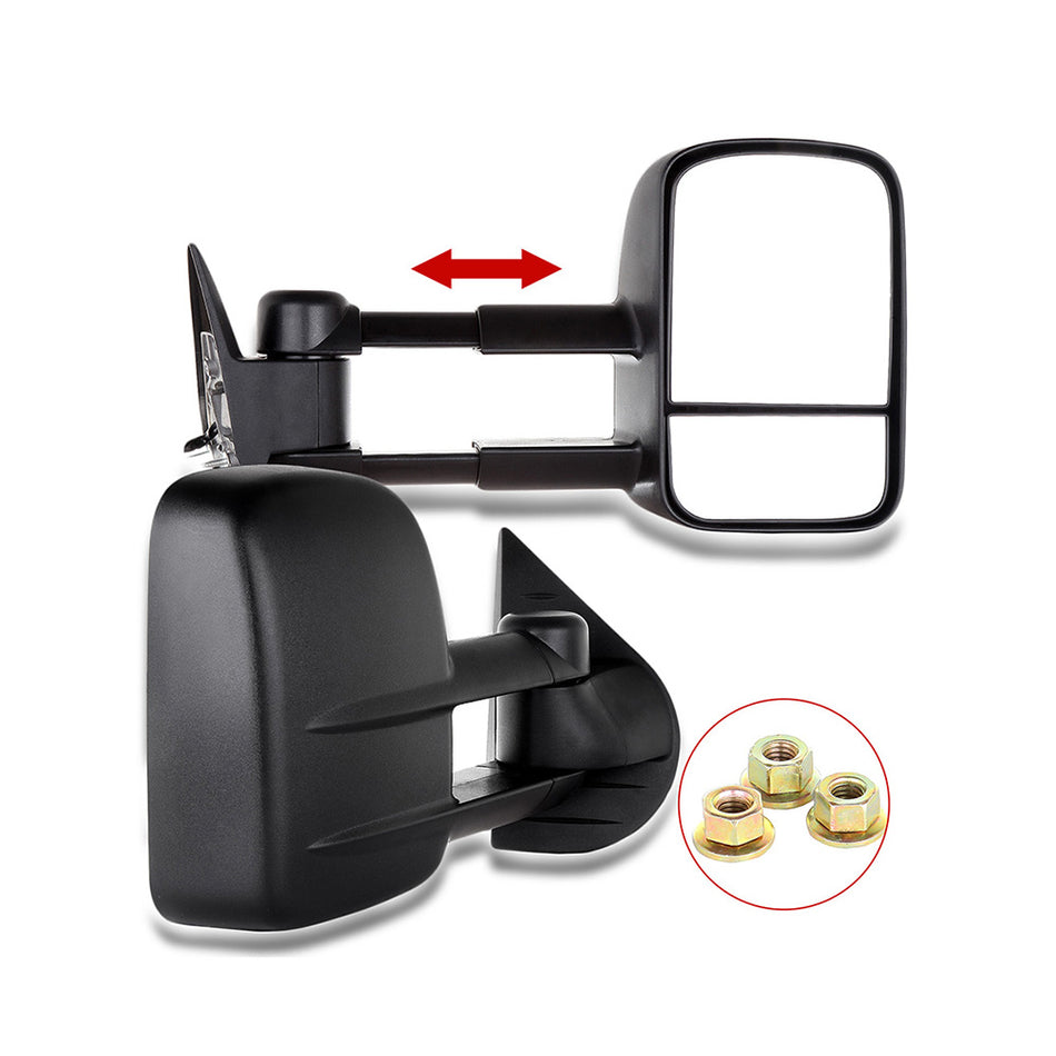 Towing Mirror For 07-13 Chevy Silverado 1500 07-13 GMC Sierra 1500 Black Manual Fold Non-Heated Pair