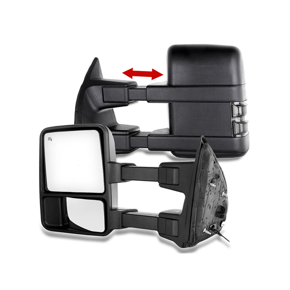 Power Heated Towing Mirrors For 99-02 Ford F250/F-350/F-450/F-550 Super Duty Manuak Fold Pickup Mirrors 1 Pair