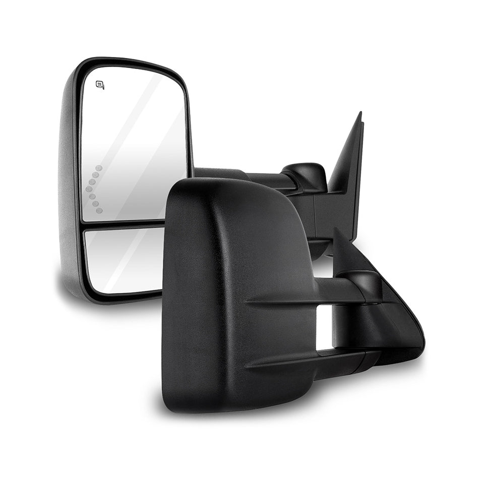 Power Towing Mirror For 03-06 Chevy Silverado 1500-3500, GMC Sierra1500, CadillacHeat Black Housing LED Turn Signal Light