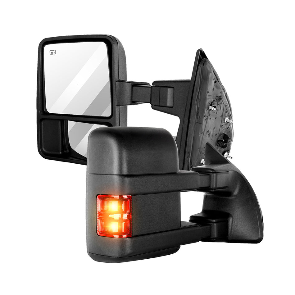 Towing Mirrors Manual Control Turn Signal Light Pair 08-16 Ford F250 Super Duty 08-16 Ford F350 Super Duty