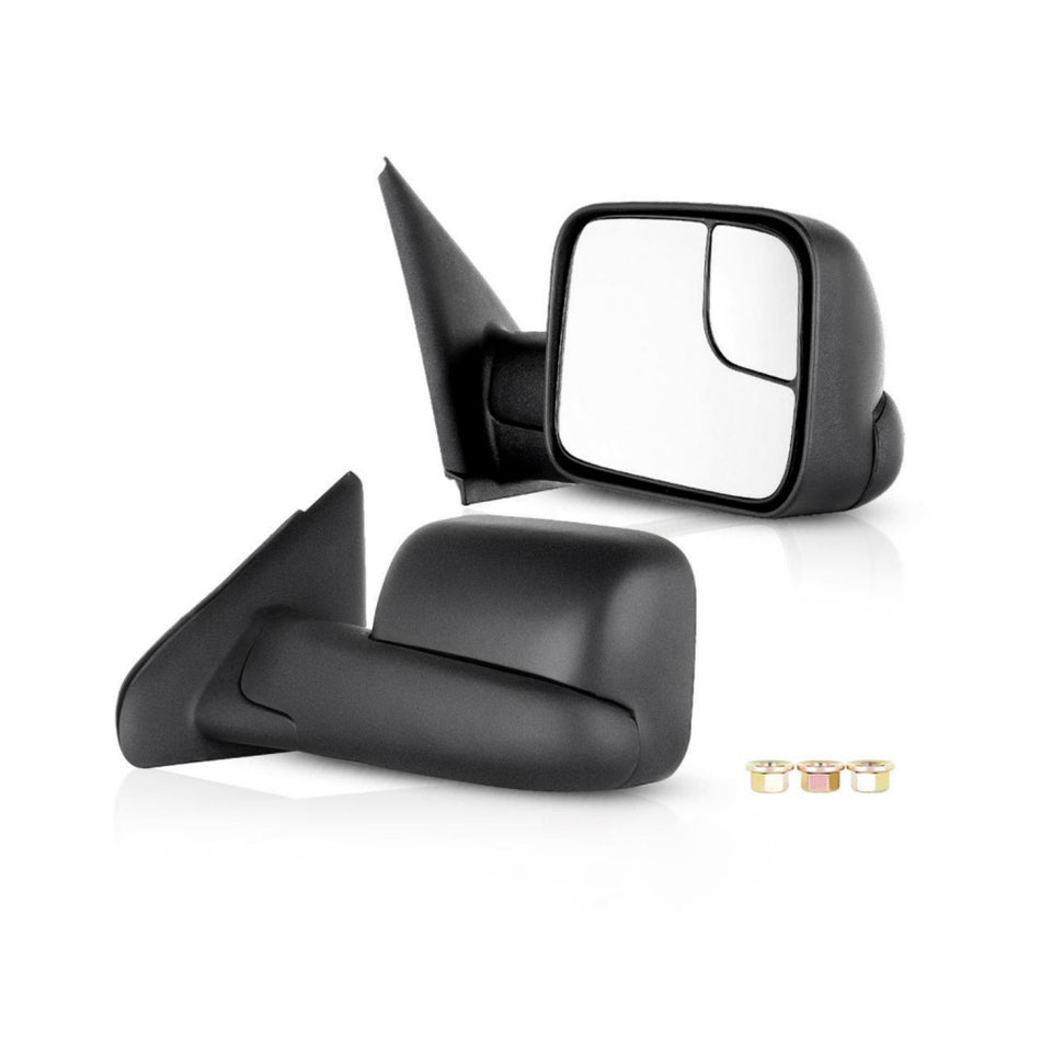02-08 Dodge Ram 1500 03-10 Dodge Ram 2500/3500 Towing Mirrors With Manual Mirror Textured Set 1 Pair