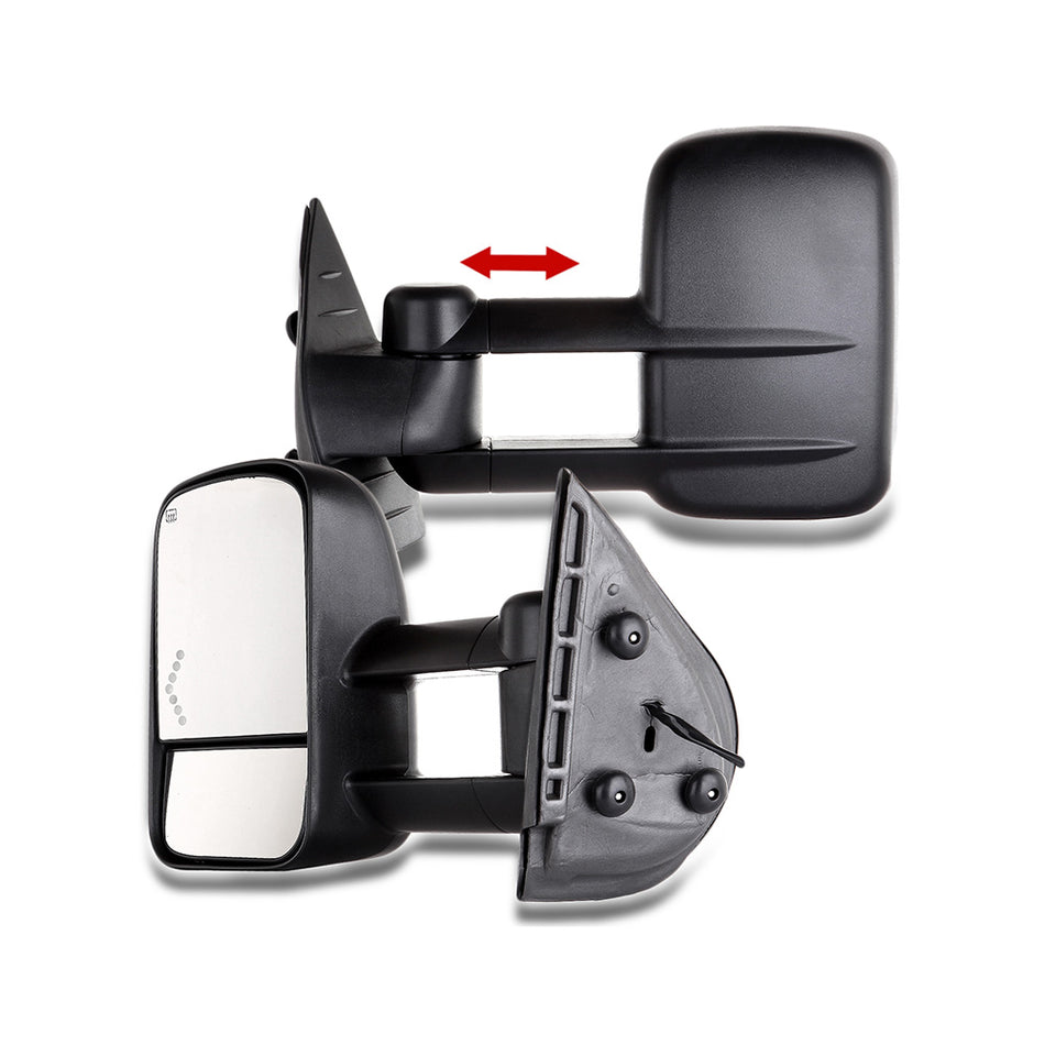 Towing Mirrors 07-13 Chevrolet Avalanche 07-13 Chevrolet Silverado 1500/2500/3500 GMC Sierra Power Heated Arrow Led Signal Light Pair Set