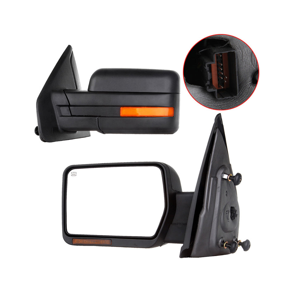 2007-2014 Ford F150 L+R Power Adjust Towing Mirrors Manual Fold 1 Pair