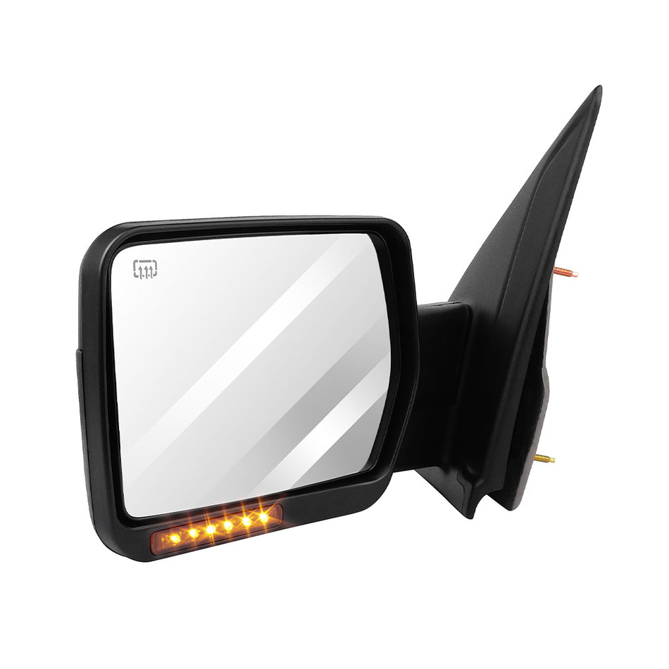 2007-2014 Ford F150 Driver Side Towing Mirror Power Heated Turn Signal Puddle Lamps Manual Fold