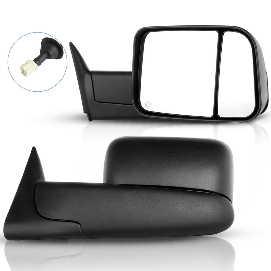Towing Mirrors Pair Set For 98-01 Dodge Ram 1500 98-02 Dodge Ram 2500 Power Control Heated