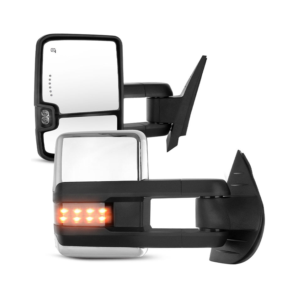 Towing Mirrors Chrome 07-13 Chevrolet Avalanche 07-13 Chevrolet Silverado 1500 Power Heated Turn Signal Pair