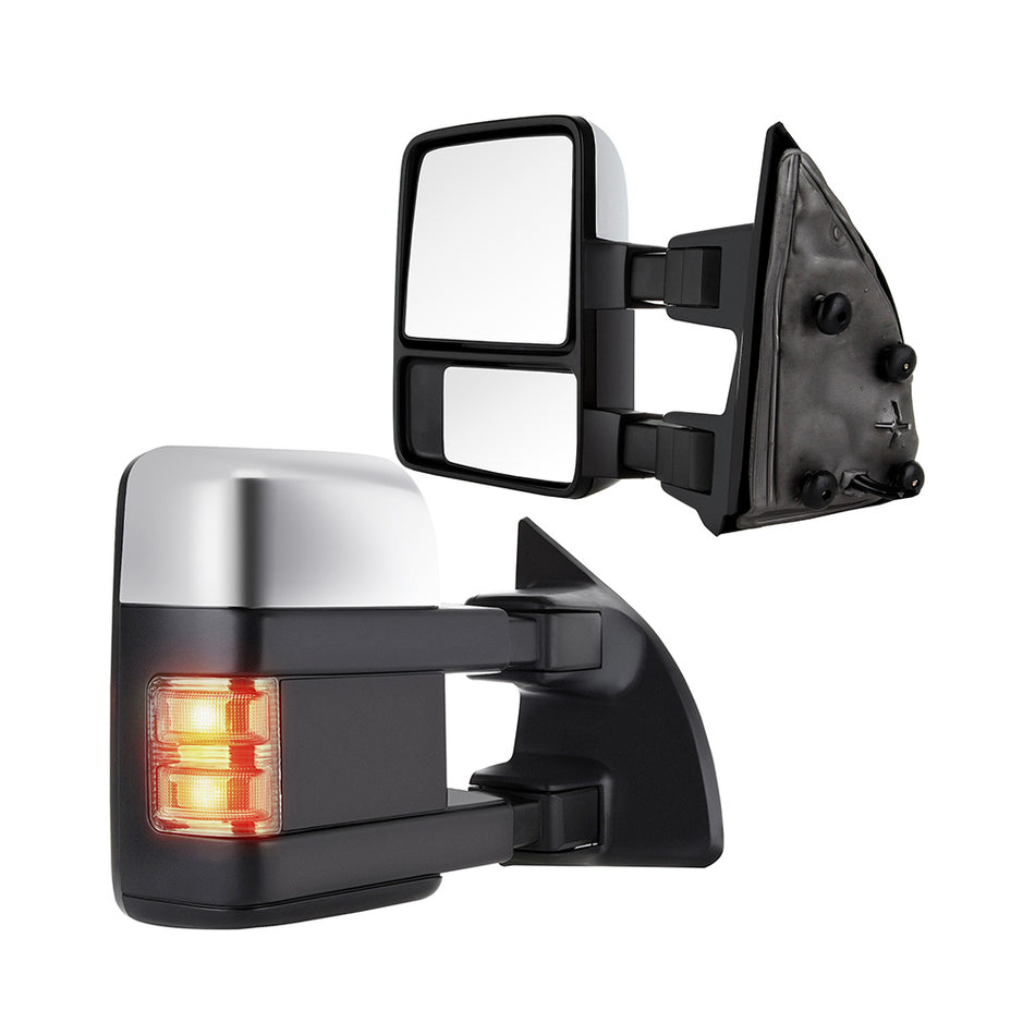 Towing Mirror Heat Turn Signal Light With Chrome Housing 02-05 Ford Excursion 99-07 Ford F250 Super Duty