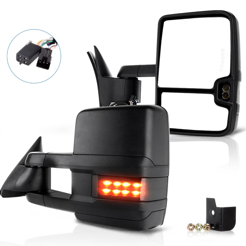 Towing Mirrors For 91-92/94/97-98 Chevy C1500 91/93-94/96-98 GMC C1500 LED Manual Fold Left Right Side