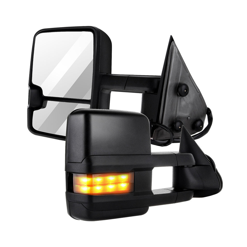 Towing Mirror 07-13 Chevrolet Avalanche 07-13 Chevrolet Silverado 1500 With Power Control Heat LED Turn Signal Light Pair Set