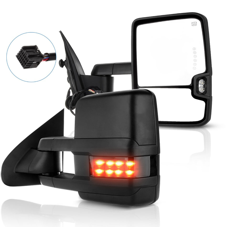 Towing Mirrors 14-18 Chevrolet Silverado 1500 15-17 Chevrolet Silverado 2500 Power Adjusted Heated Turn Signal Light Pair