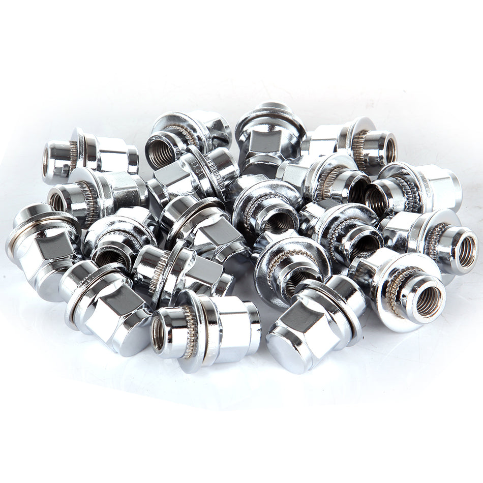 20 Pcs 12x1.5mm Chrome Wheel Lug Nuts Mag Seat Washer For Toyota Prius Corolla