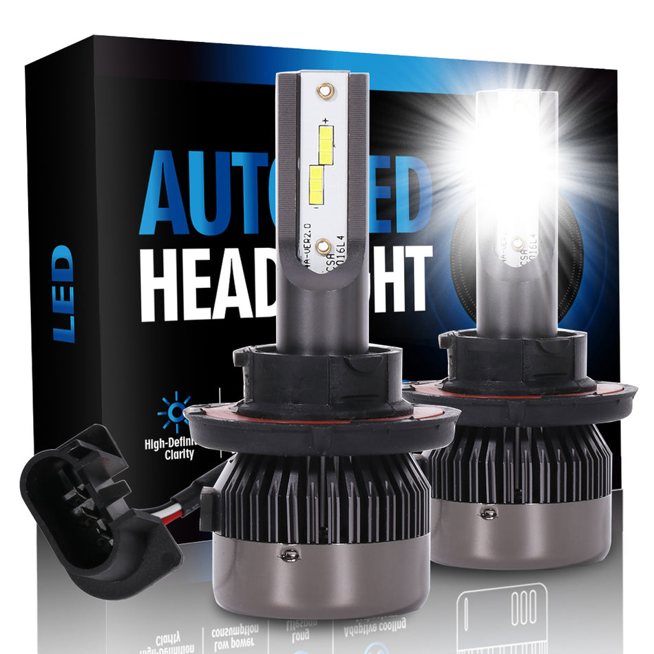 H13 LED Headlight Bulb High Low Beam Conversion Kit 6000K White 2pcs