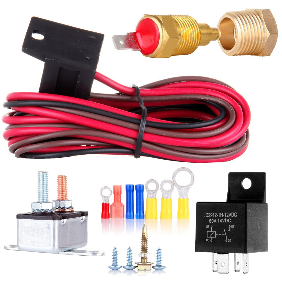 1970-1983 Jeep CJ5 3/8 inch 175~185 Electric Engine Fan Thermostat Temperature Relay Switch Sensor Kit