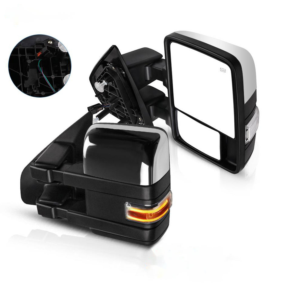2004-2014 Ford F150 Towing Mirrors Power Control Manual Fold Heated With Turn Signal Light L+R