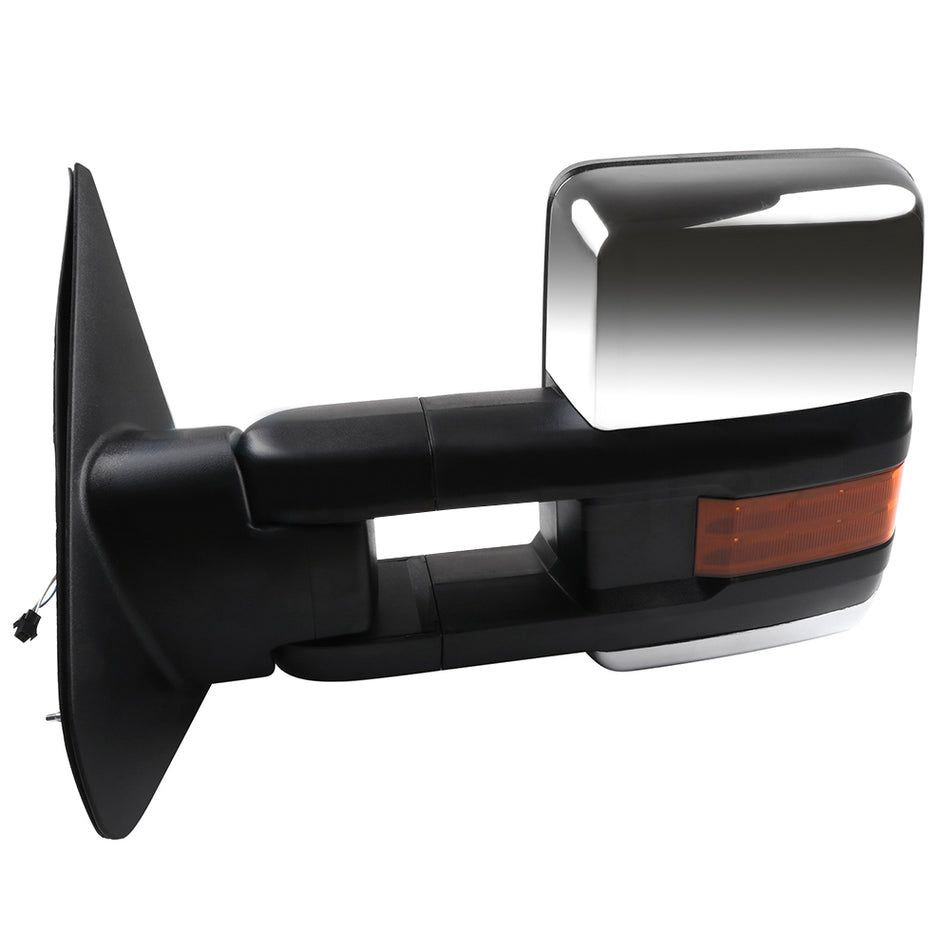 2007-2015 Toyota Tundra Tow Mirrors Pickup Truck Power Adjusted Heated Turn Signal Parallel Auxiliary Light with Chrome Housing