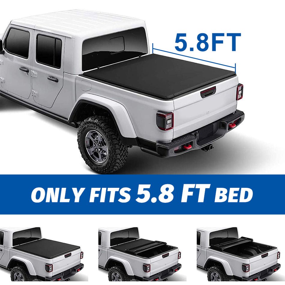 Truck Bed Soft Tri-Fold 5'8 inchFT For 09-10 Dodge Ram 1500 11-21 Ram 1500