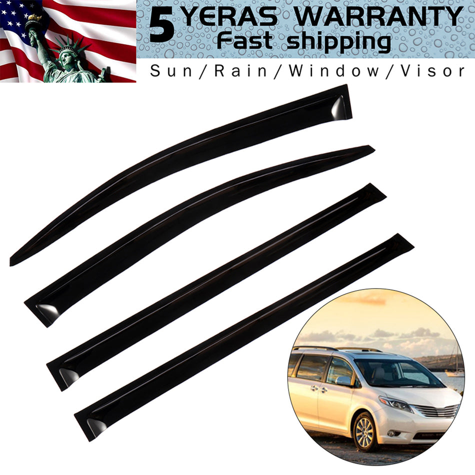 Window Visor Vent Rain Shades Guards Deflectors For 11-18 Toyota Sienna