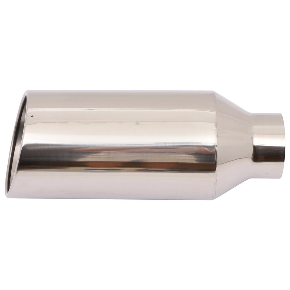 4 inchInlet - 7 inchOutlet - 18 inchLong Diesel Stainless Steel Polish Bolt On Exhaust Tip
