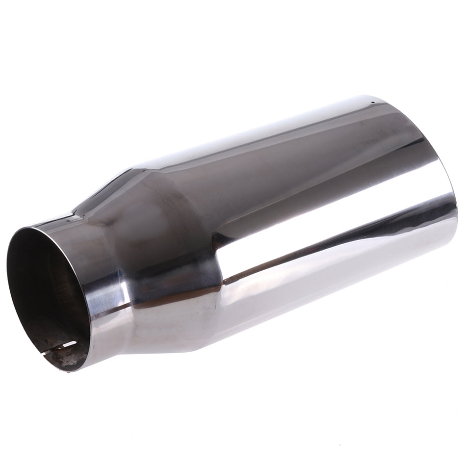 5 inch Inlet 7 inch Outlet 18 inchLong Stainless Polished Bolt On Angle Cut Roll Exhaust Tip