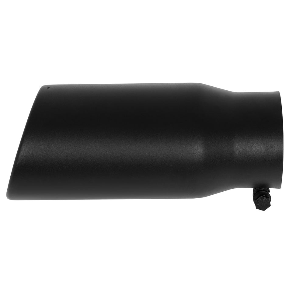 4 inchInlet / 5 inchOutlet / 12 inch Length Stainless Steel Black Roll Edge Exhaust Tip
