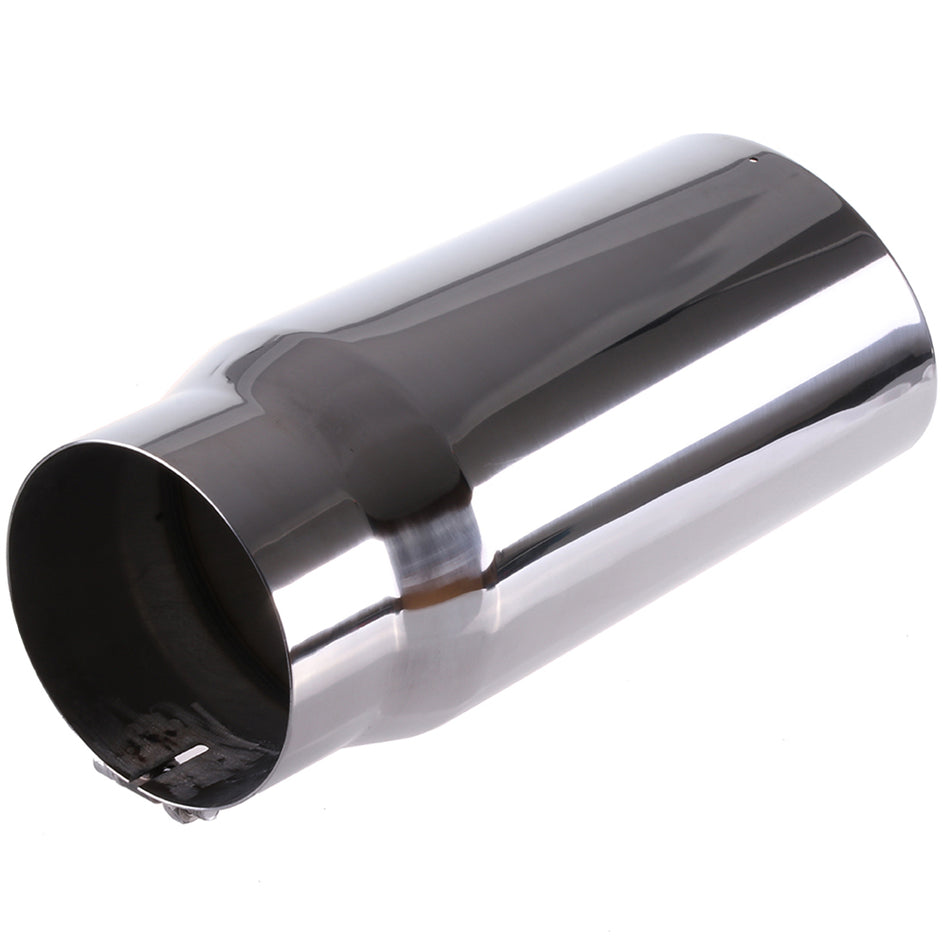 5 inch Inlet / 6 inch Outlet / 15 inch Long Stainless Steel Bolt On Chrome Round Angle Cut Custom Diesel Exhaust Tip
