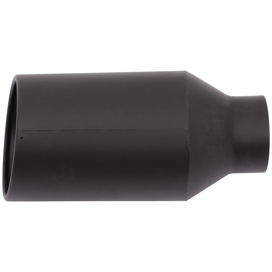 4 inch Inlet / 7 inch Outlet / 15 inch Long Stainless Steel Black Round Bolt On Exhaust Tip