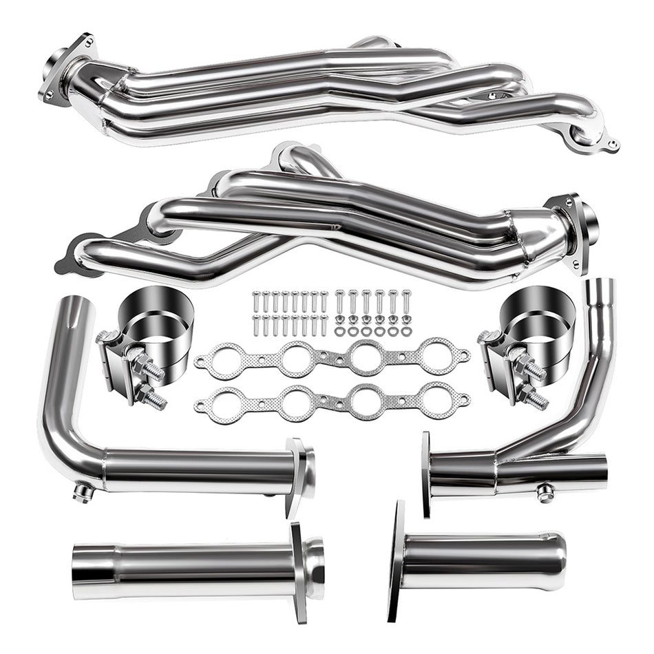 2007-2014 GMC Sierra, 2004-2013 Chevy Silverado 1500 Stainless Long Tube Exhaust Header&Y-Pipe 4.8 5.3 6.0L