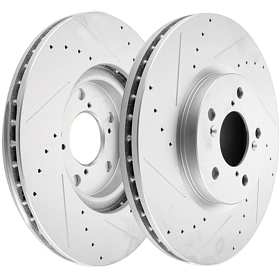 2006-2014 Honda Ridgeline Front Brake Rotors Set 2Pcs Drilled & Slotted