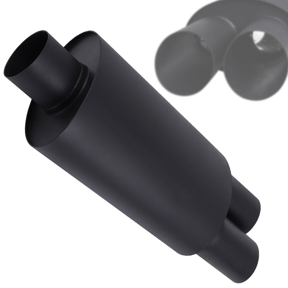 3 inch Inlet - 20.5 inch Long - 3 inch Dual Slant Tip Exhaust Muffler Upgrade Coated Black