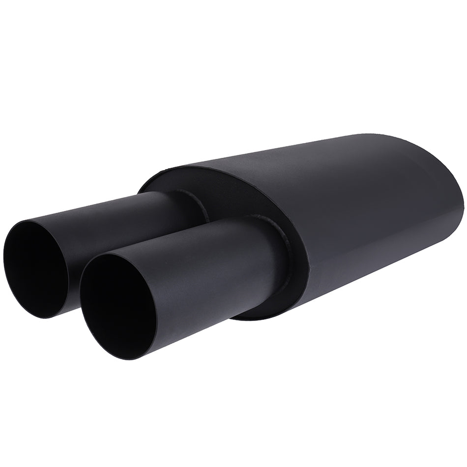 2.5 inch Inlet - 3 inch Dual Tip - 21 inch Long Exhaust Muffler Upgrade Stainless Steel