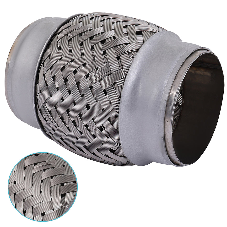 2.25 inch Inlet/ ID- Exhaust Flex Pipe Coupling Stainless Steel Triple Ply 4 inch Long