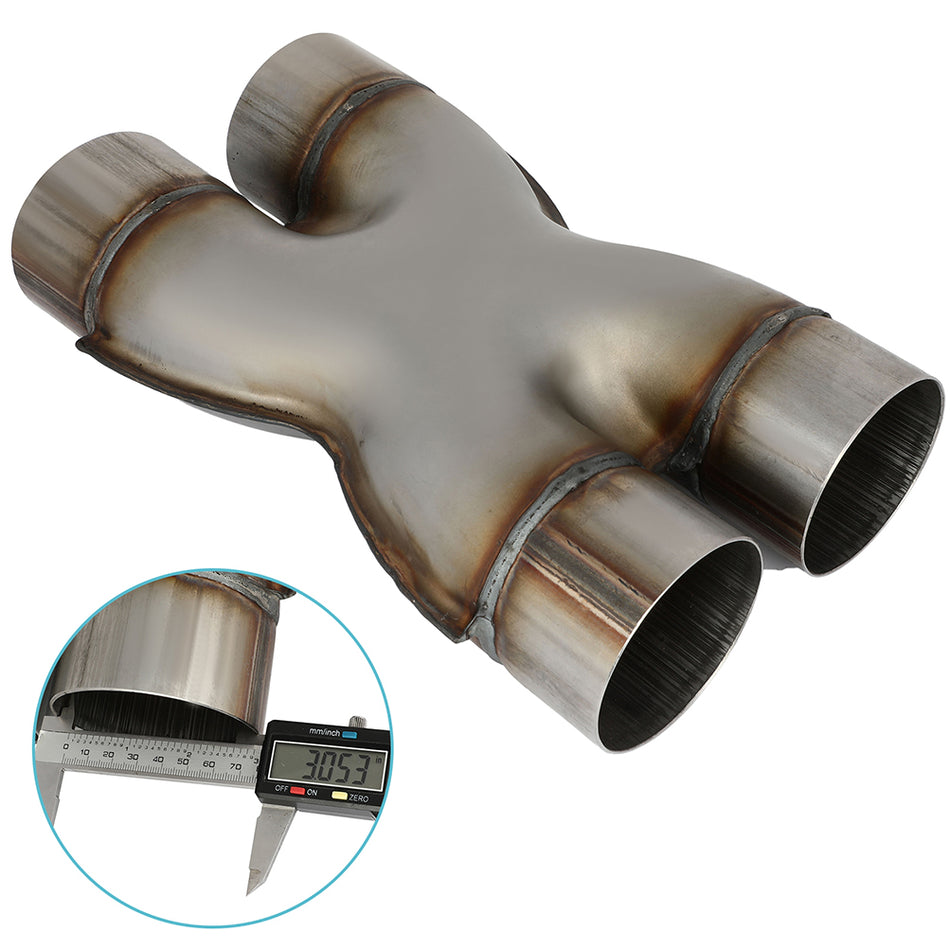 3inch Inlet To 3inch Dual Exhaust X-Pipe Stainless Exhaust Adapter Connector Coupling