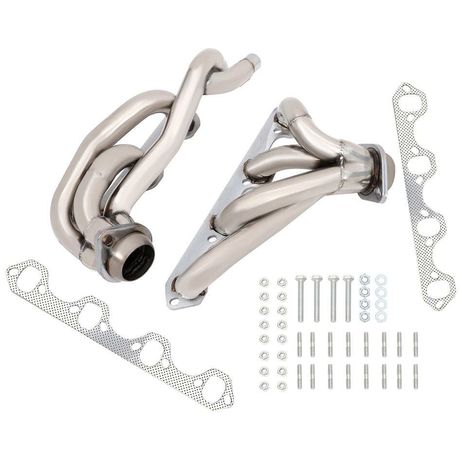 T-304 Shorty Exhaust Headers Manifold for 90-96 Ford F150/F250/Bronco 5.8L V8 GAS OHV 4-2-1 Design