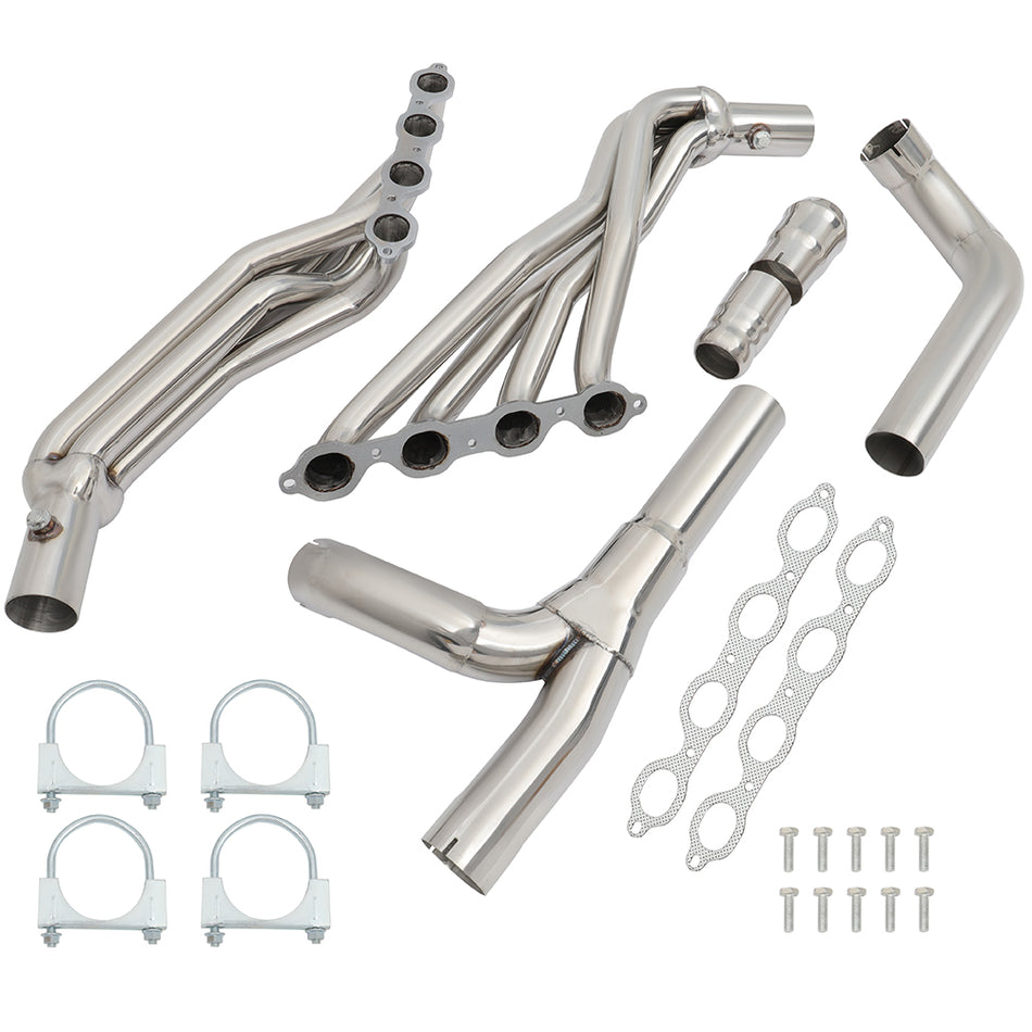 Long Tube Stainless Headers For 2015-2018 GMC Yukon 2014-2017 Chevy Silverado 1500 5.3 6.2 with Y Pipe Kit