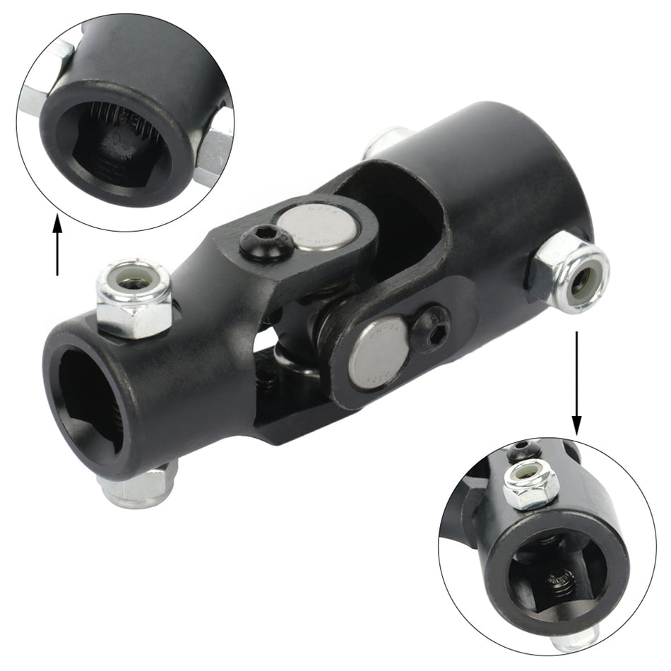 1 inch DD x 3/4 inch DD U-Joint Black Steel Universal Steering Shaft