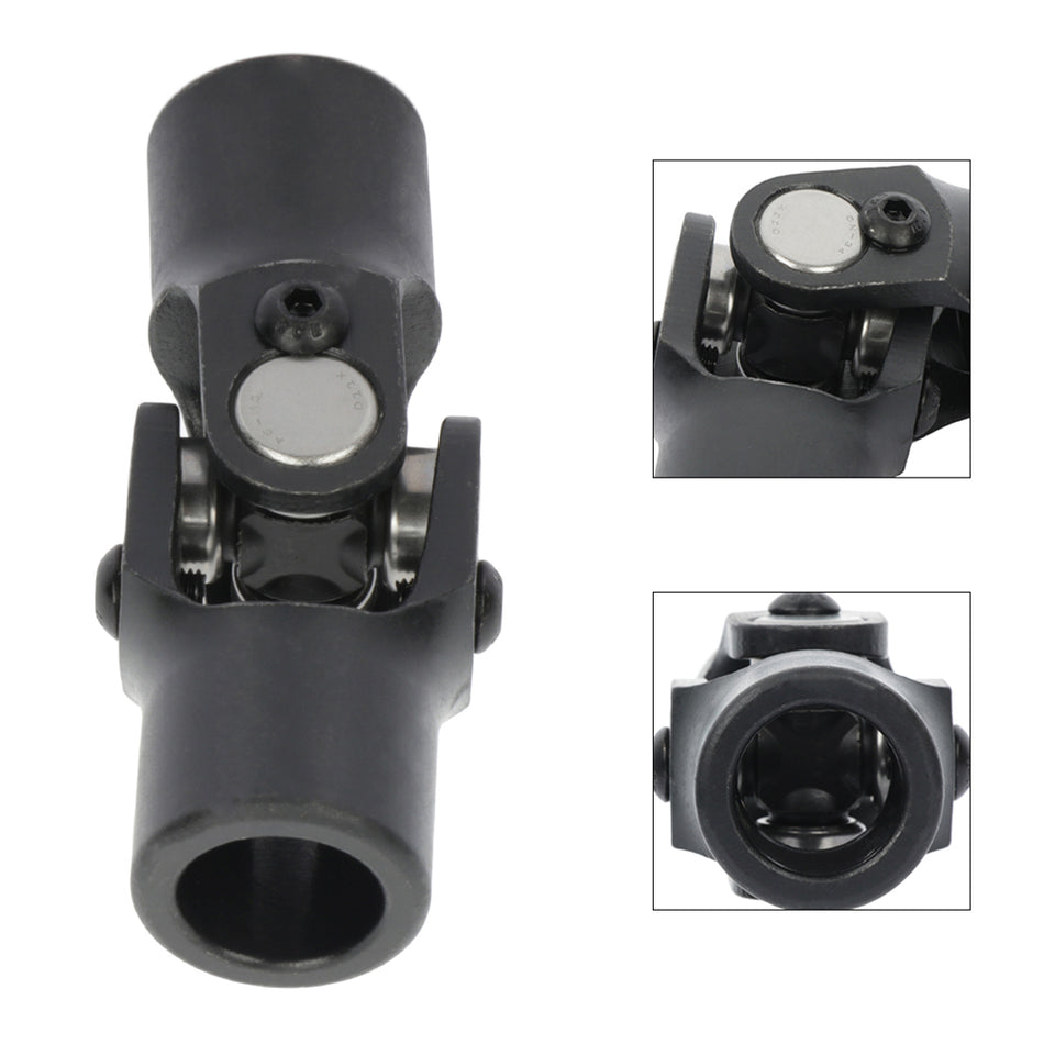 3/4 inch Round x 3/4 inch Smooth Round Steering U Joint Weld On Racing Univeral Black