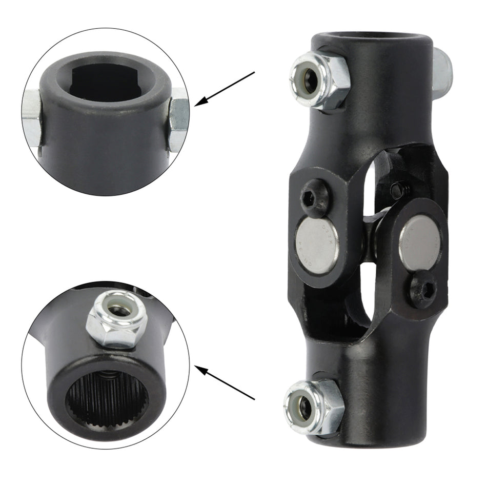 3/4 inch 36 spline X 3/4 inch DD U-Joint Black Universal Steering Shaft