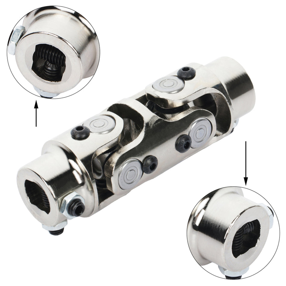 3/4 DD x 3/4 DD Double U-Joint Chrome Universal Steering Shaft