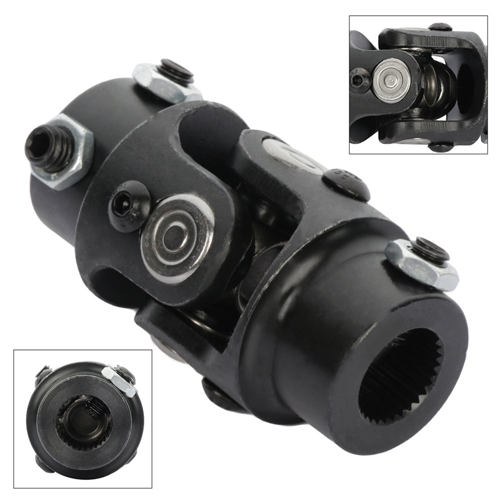 Single 3/4-30 Spline X 3/4 Inch DD Universal Steering U-Joint Shaft Black Only for Auto