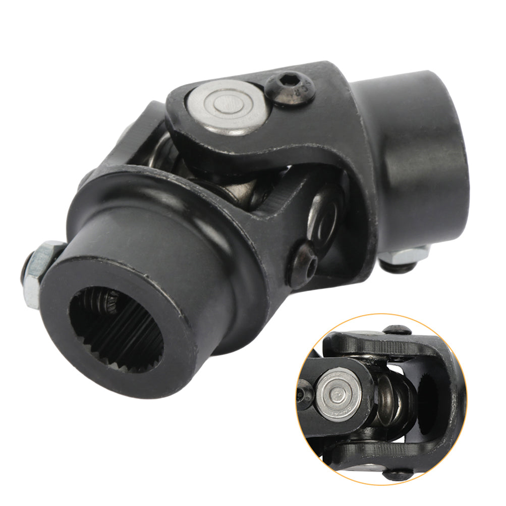 Single 3/4-30 Spline X 3/4 Inch DD Universal Steering U-Joint Shaft Black Only for Auto