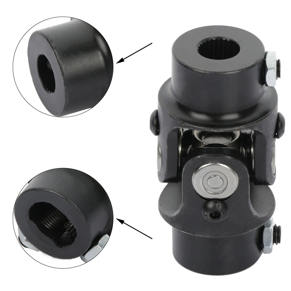 Universal steering u joint 3/4 36 spline 9/16 inch-26 Single Black 3/4 dd
