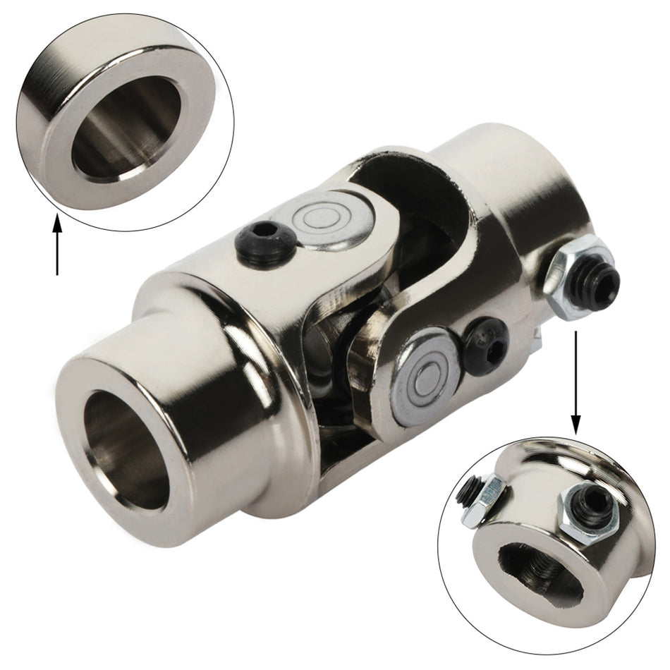 3/4 inch DD x 3/4 inch Round Chrome Steering Shaft U Joint Universal