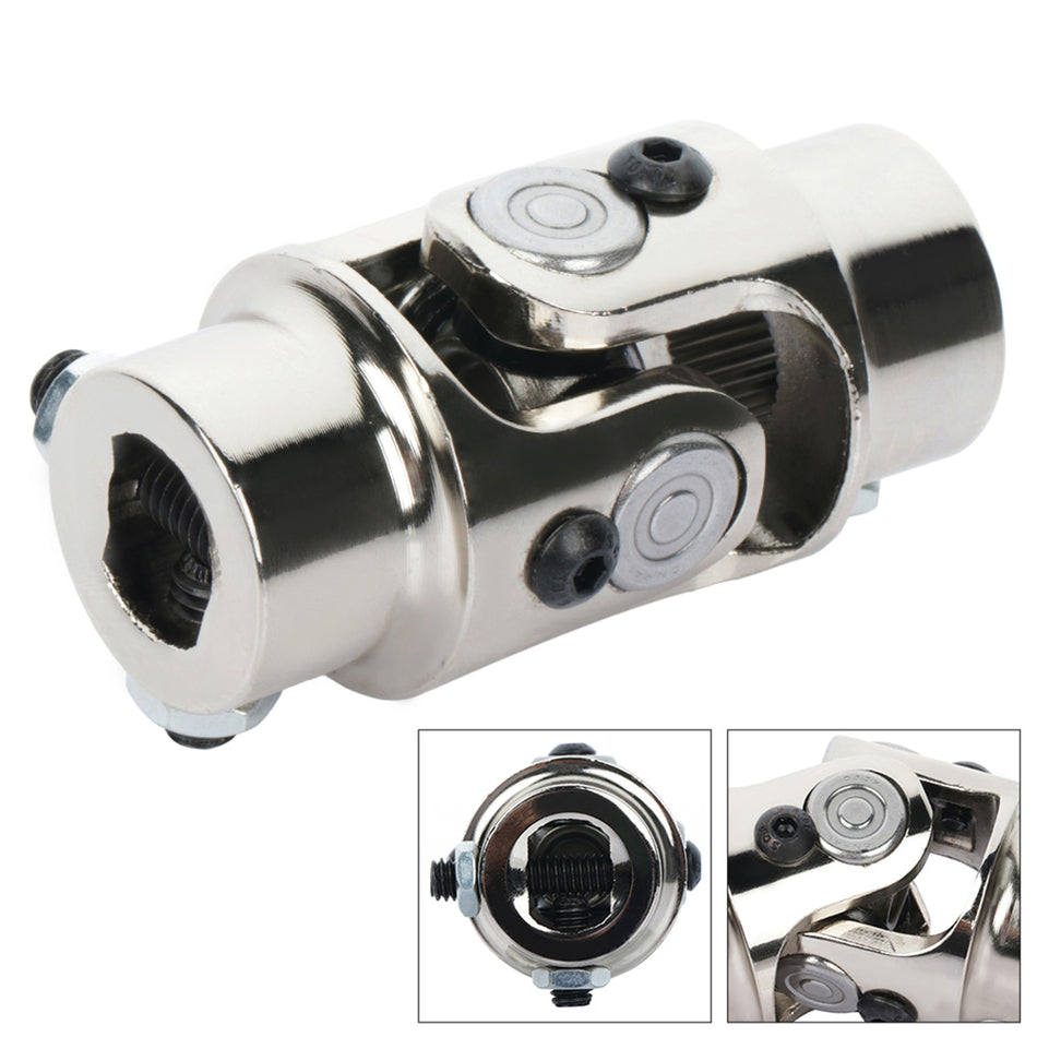3/4 inch DD x 11/16-36 spline U-Joint Chrome Universal Steering