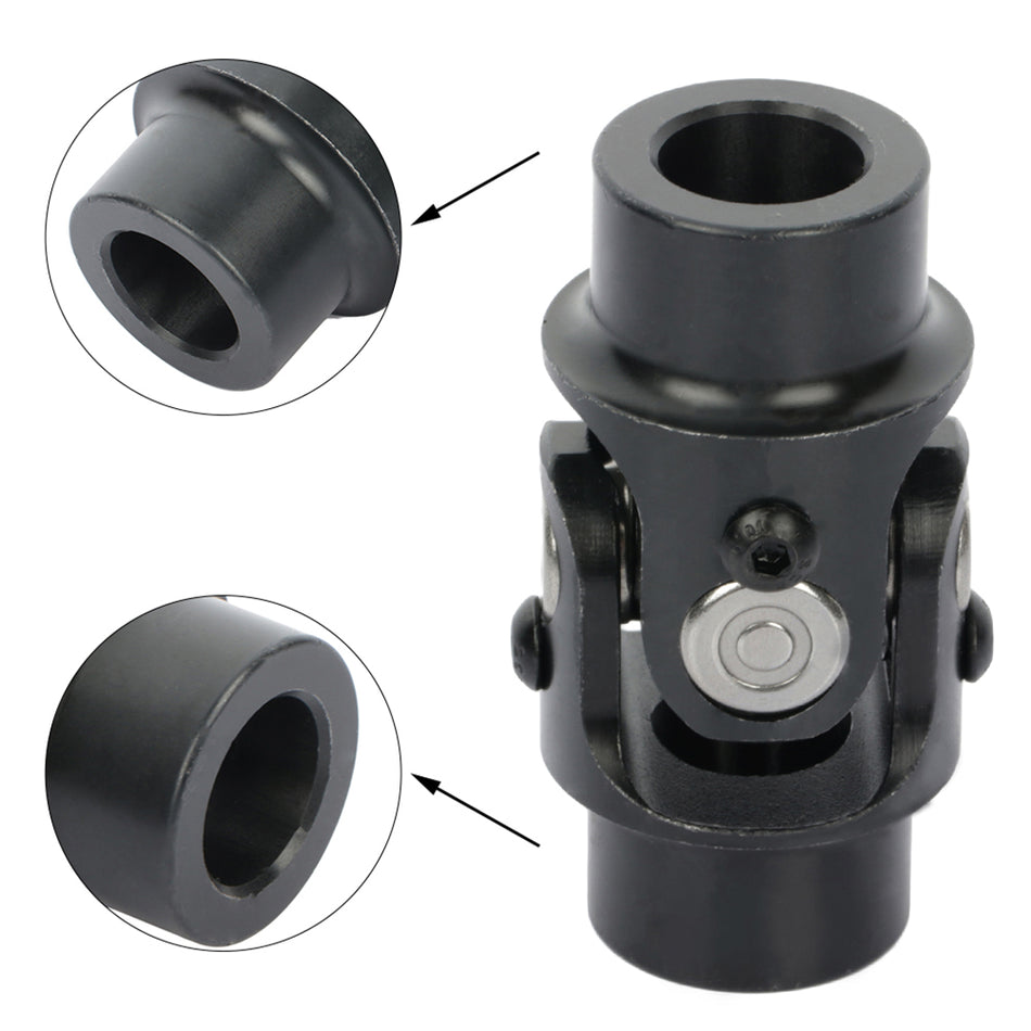 3/4 inch Round x 3/4 inch Round Black Steering U Joint Coupler Universal 1 Pcs New