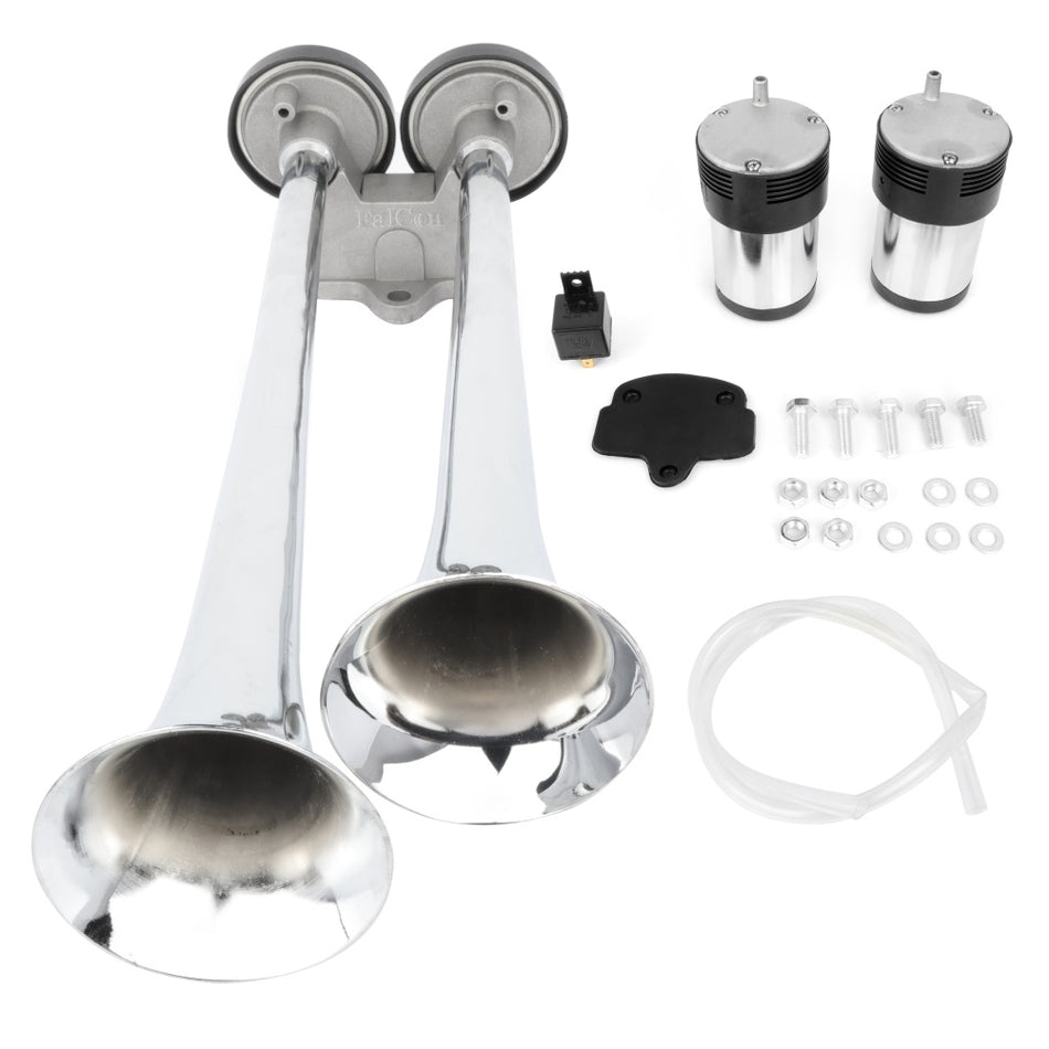 Loud Dual Trumpet Train Air Horn System Kit For Car Truck 12V Chrome Color