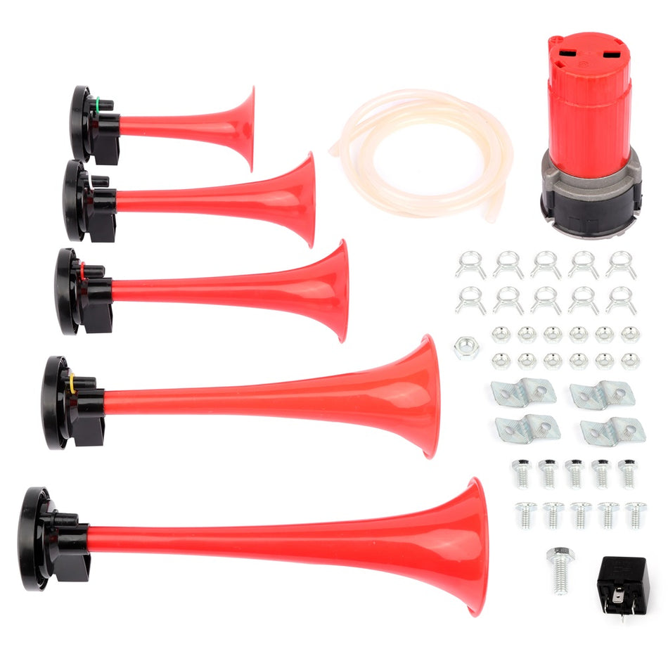 Dixie 5 Red Plastic Trumpet Train Air Horn Loud Dukes of Hazzard General Lee Kit
