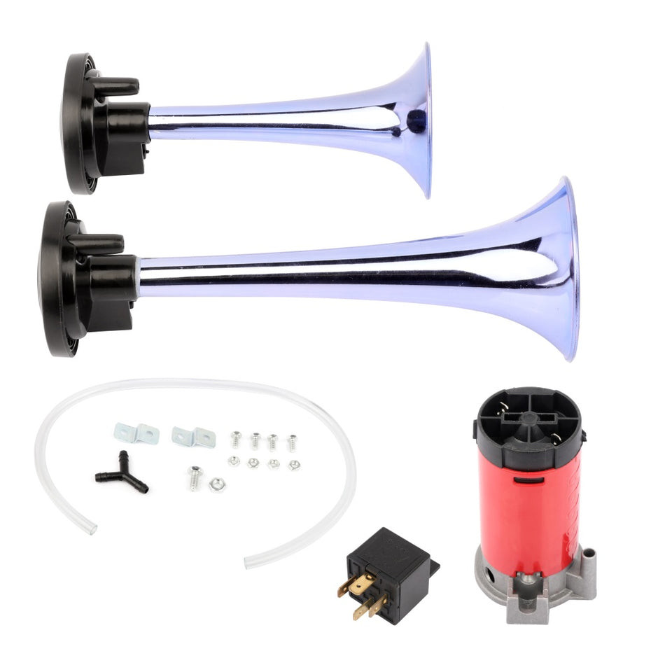Super Loud Car Truck Boat Dual Trumpet Train Air Horn Compressor Kit 12V 150DB