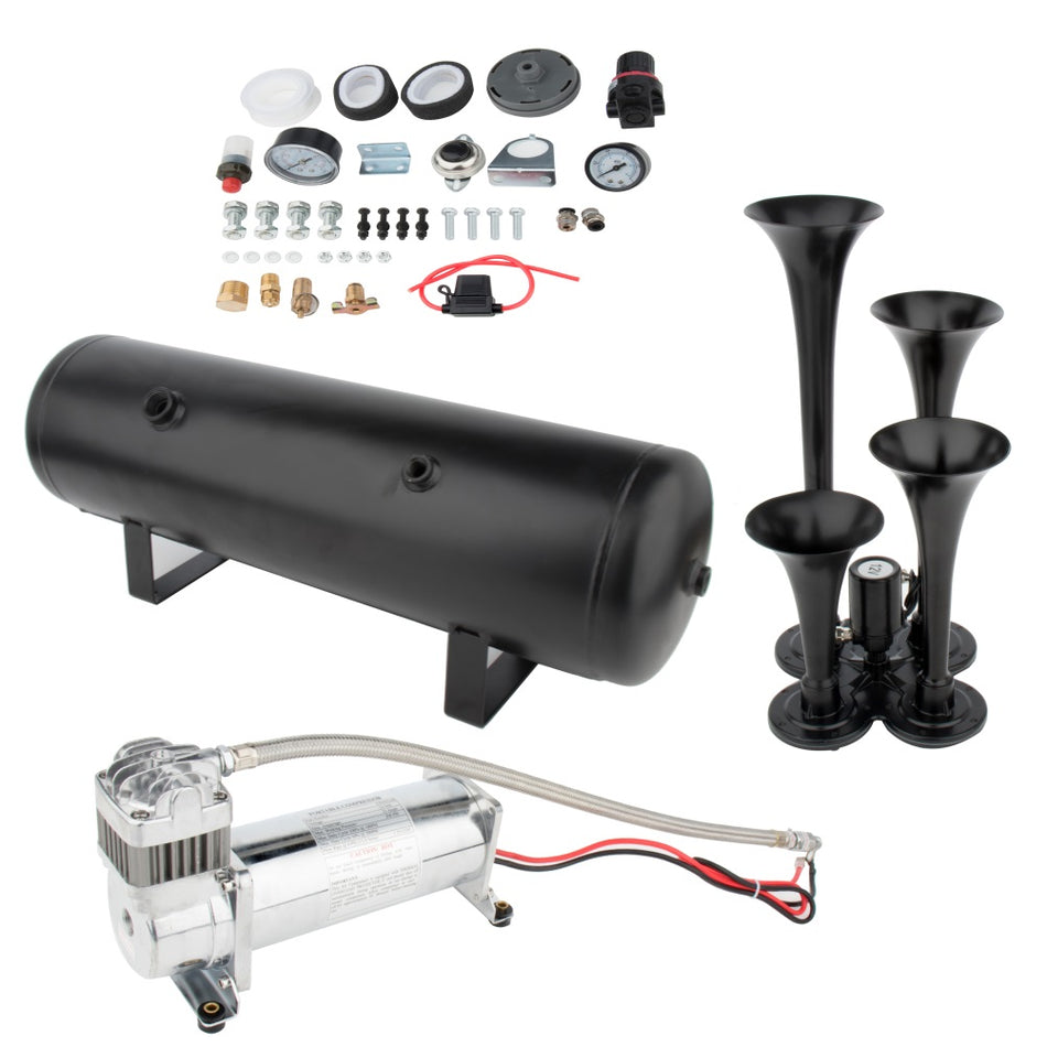 4 Trumpets Train Horn Kit For Truck Car Semi Loud System Air Compressor 200psi