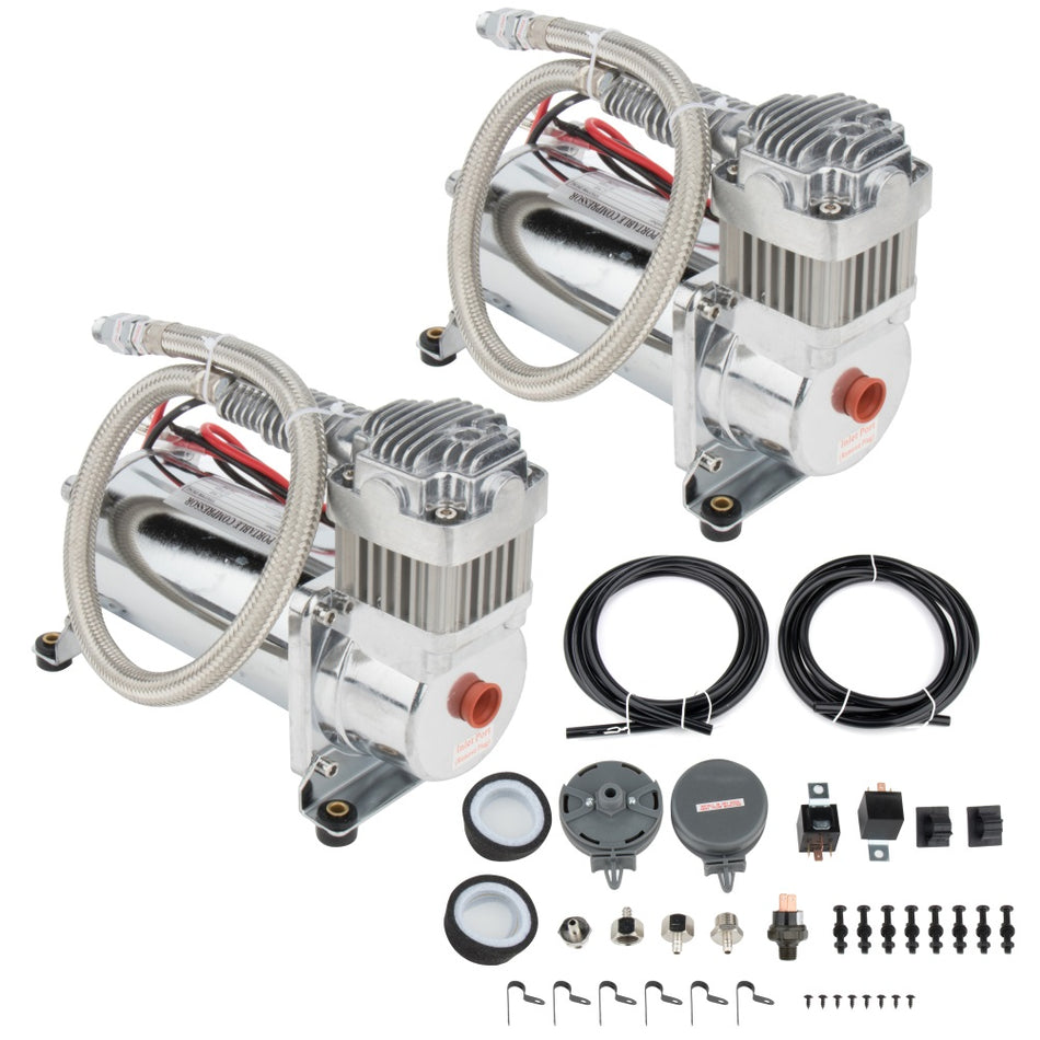 2 Pcs 12v 200 PSI Air Compressor Kit For Train Horns Bag Suspension