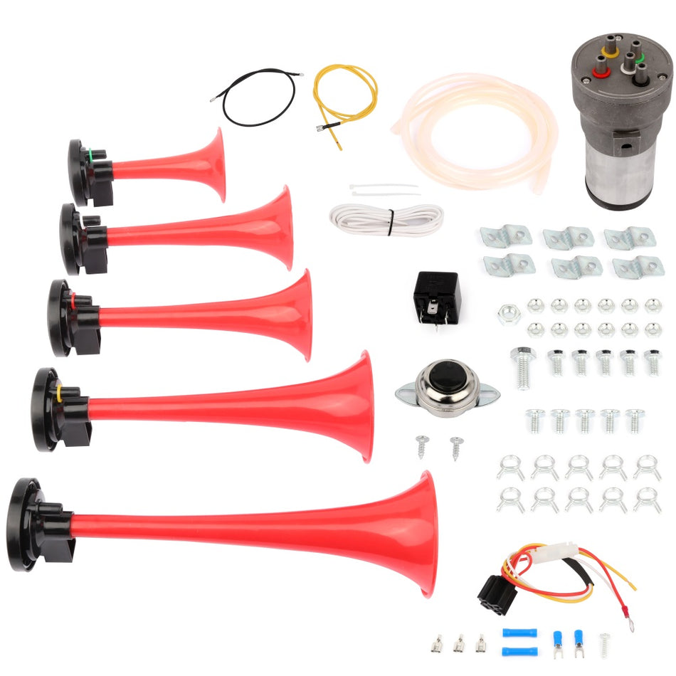Dixie Musical 5 Red Plastic Trumpet Air Horn Dukes of Hazzard General Lee Kit